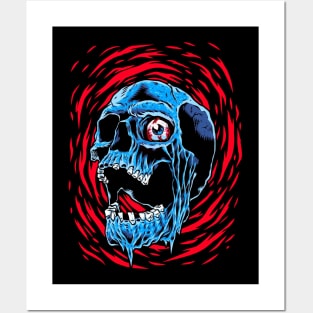 Blue skull halloween scary awesome shirt Posters and Art